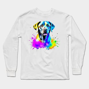 Colorful Labrador Retriever Splatter Art - Tail-Wagging Delight Long Sleeve T-Shirt